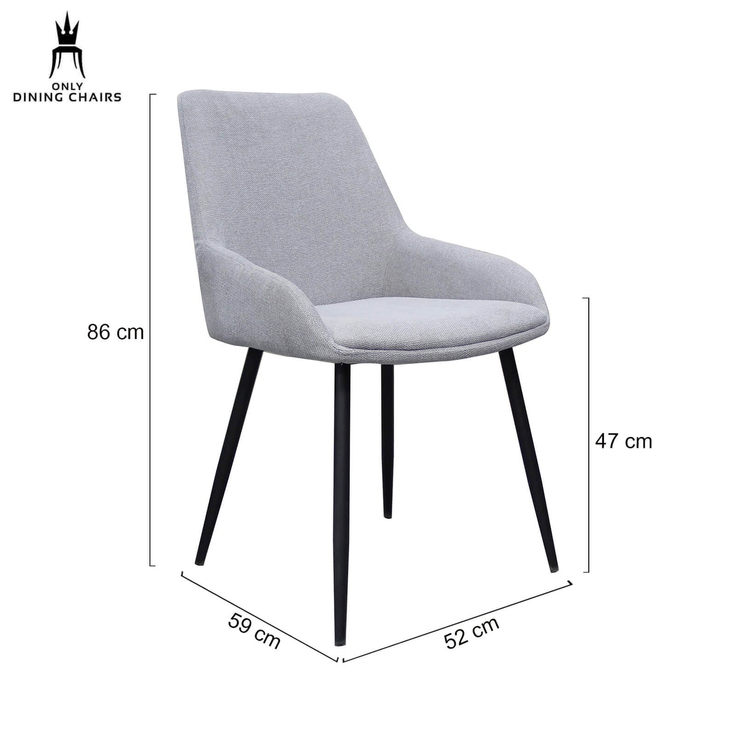 Eleanor | Modern Natural Fabric Black PU Leather Dining Chairs | Set Of 2 | Natural