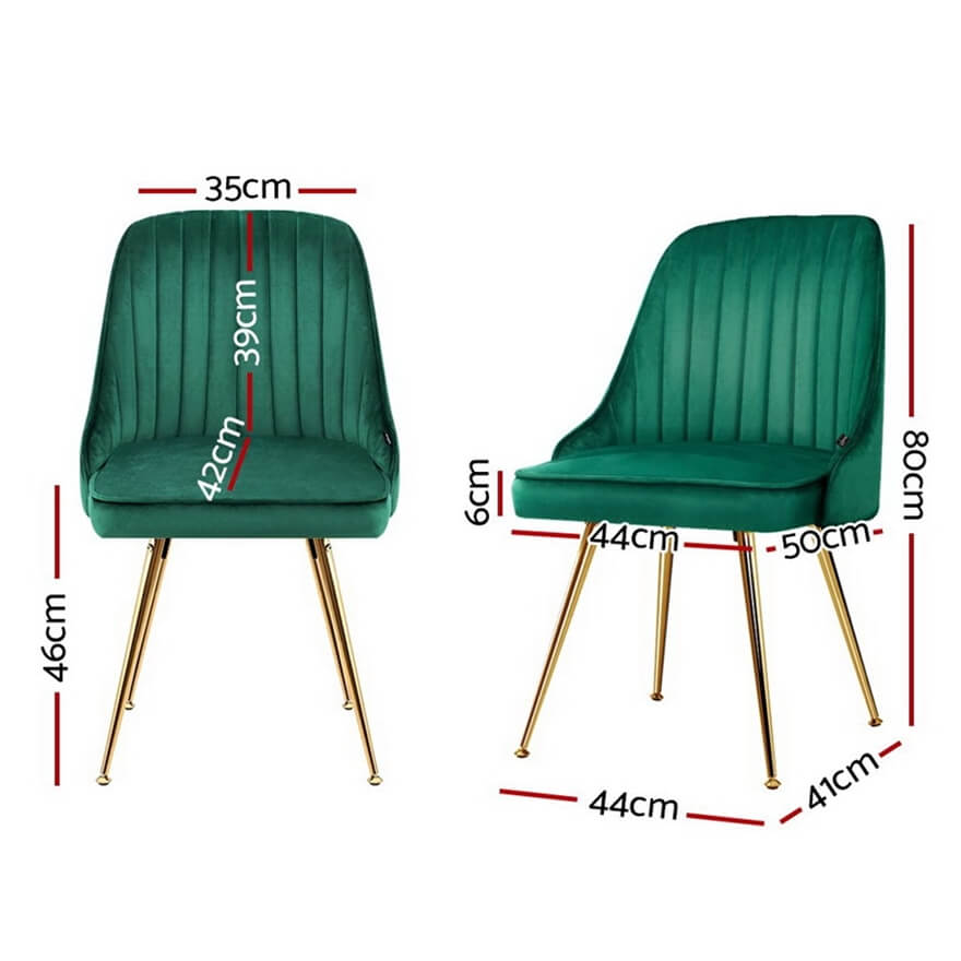 Electra | Modern Velvet Dining Chairs Australia | Set Of 2 | Green