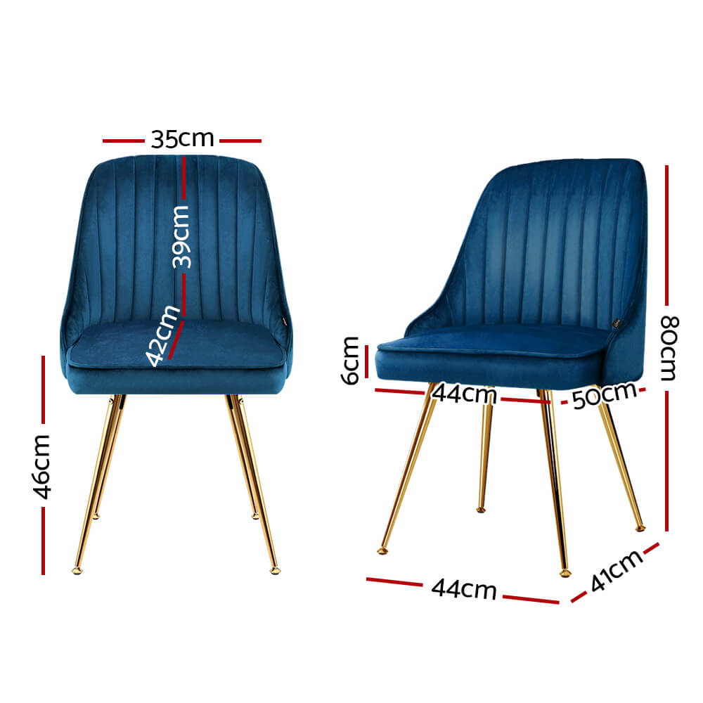 Electra | Modern Velvet Dining Chairs Australia | Set Of 2 | Blue