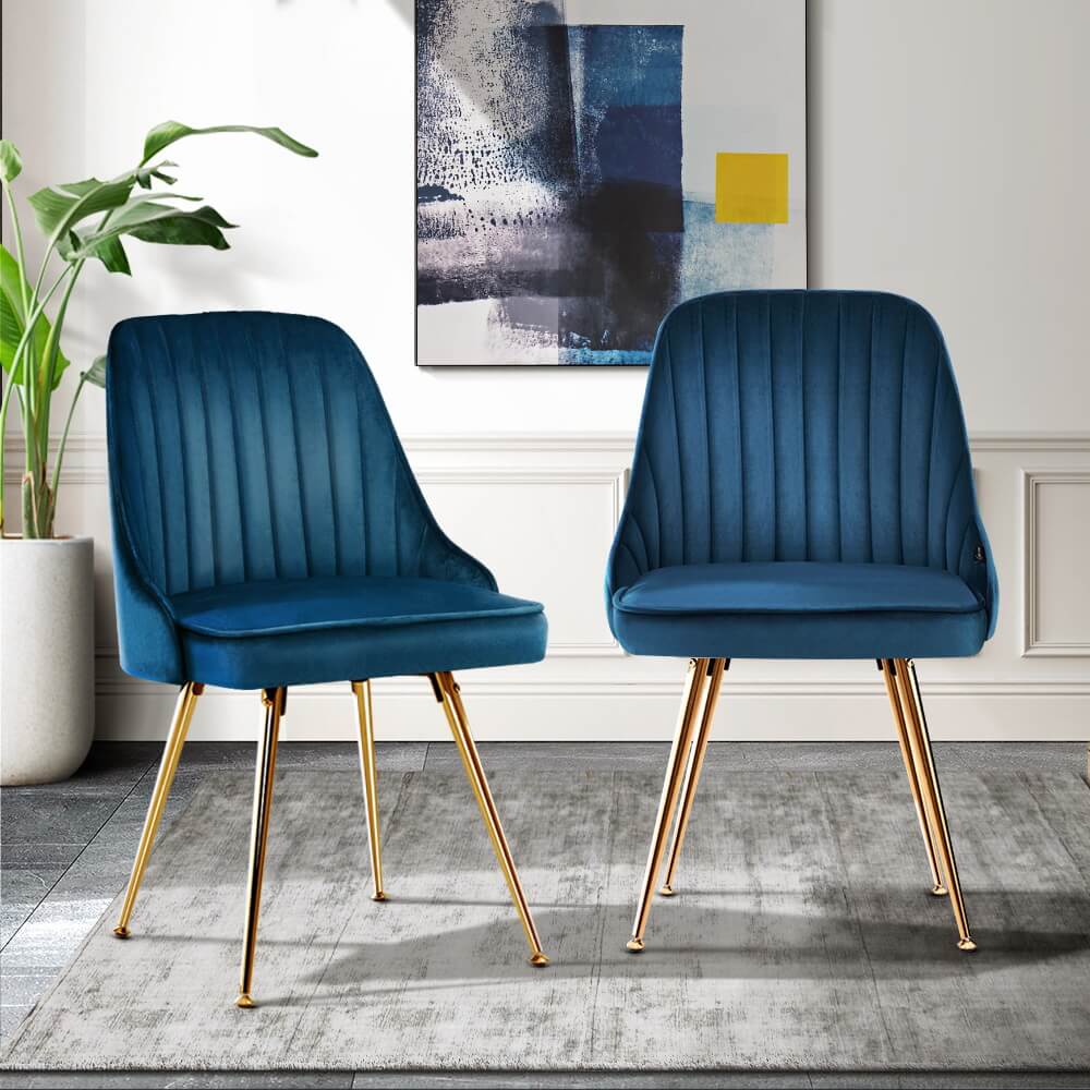 Electra | Modern Velvet Dining Chairs Australia | Set Of 2 | Blue