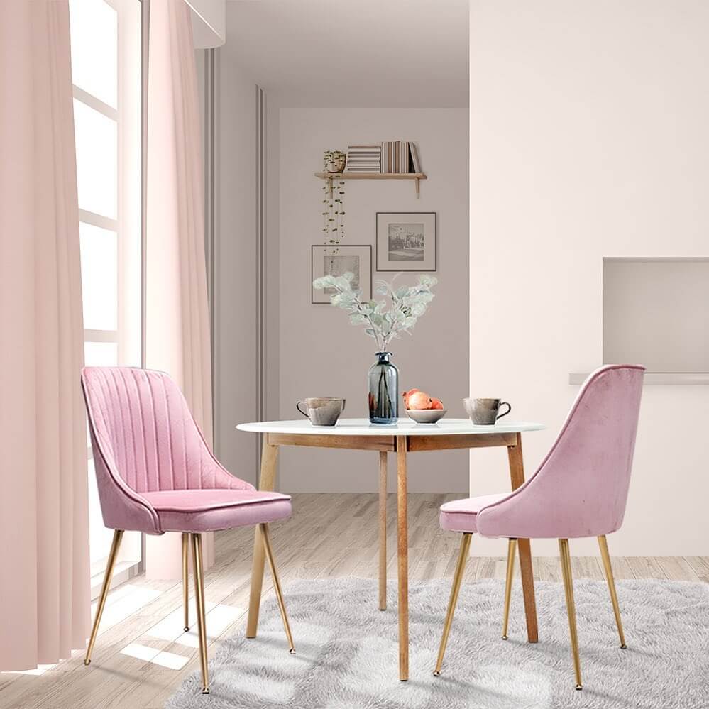 Electra | Modern Velvet Dining Chairs Australia | Set Of 2 | Pink