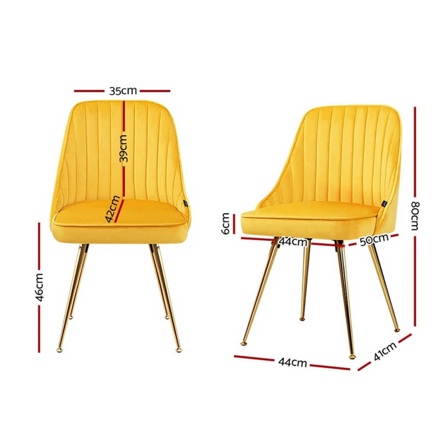 Electra | Modern Velvet Dining Chairs Australia | Set Of 2 | Yellow