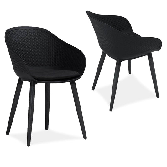 Ellis | Dark Grey, Taupe Plastic Modern Dining Chairs | Set Of 2 | Dark Grey