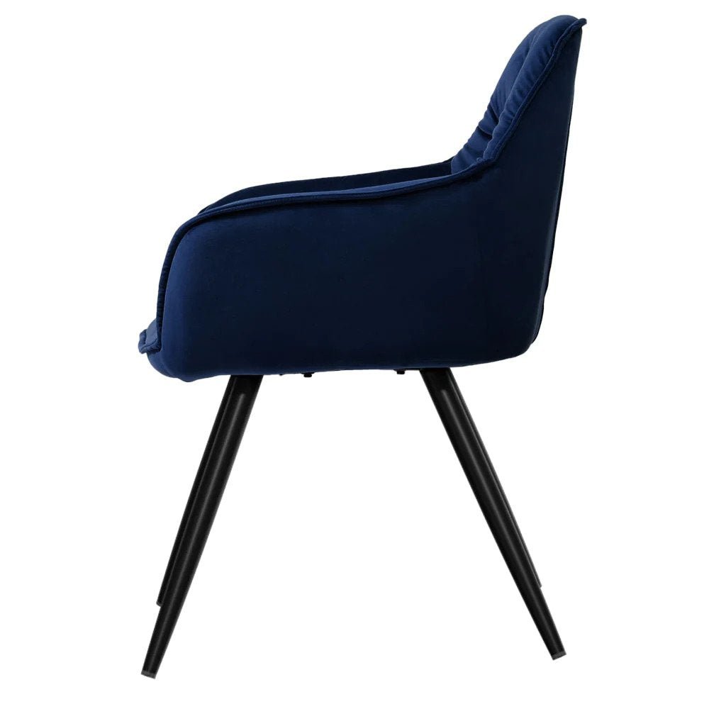 Kingscliff | Modern Velvet Dining Chairs With Arms | Set Of 2 | Blue
