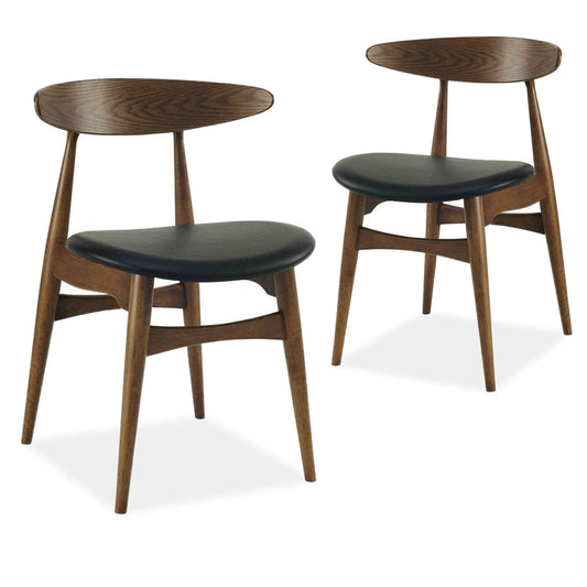 Mendelson | Walnut Scandinavian Dining Chairs, Wooden Dining Chairs | Set Of 2 | Walnut