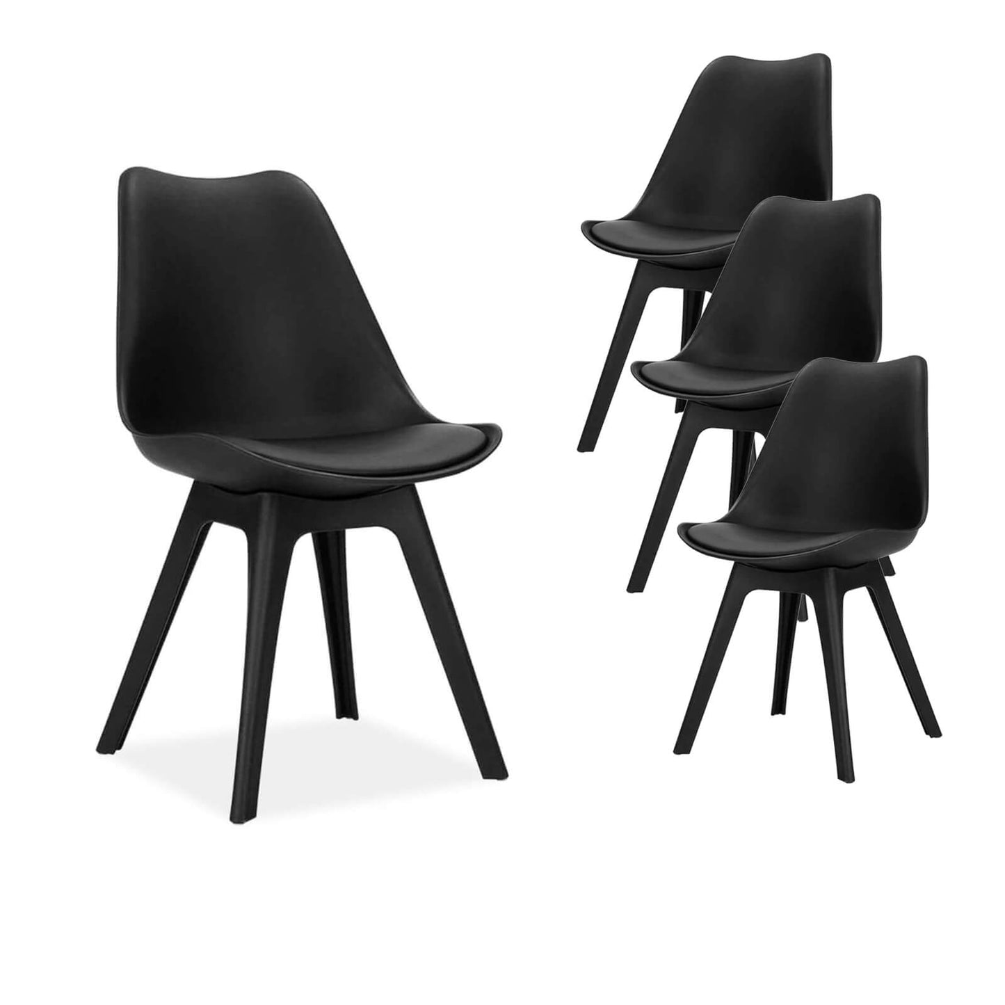 Minerva | Black Leather, Scandinavian Dining Chairs Australia | Set Of 4 | Black