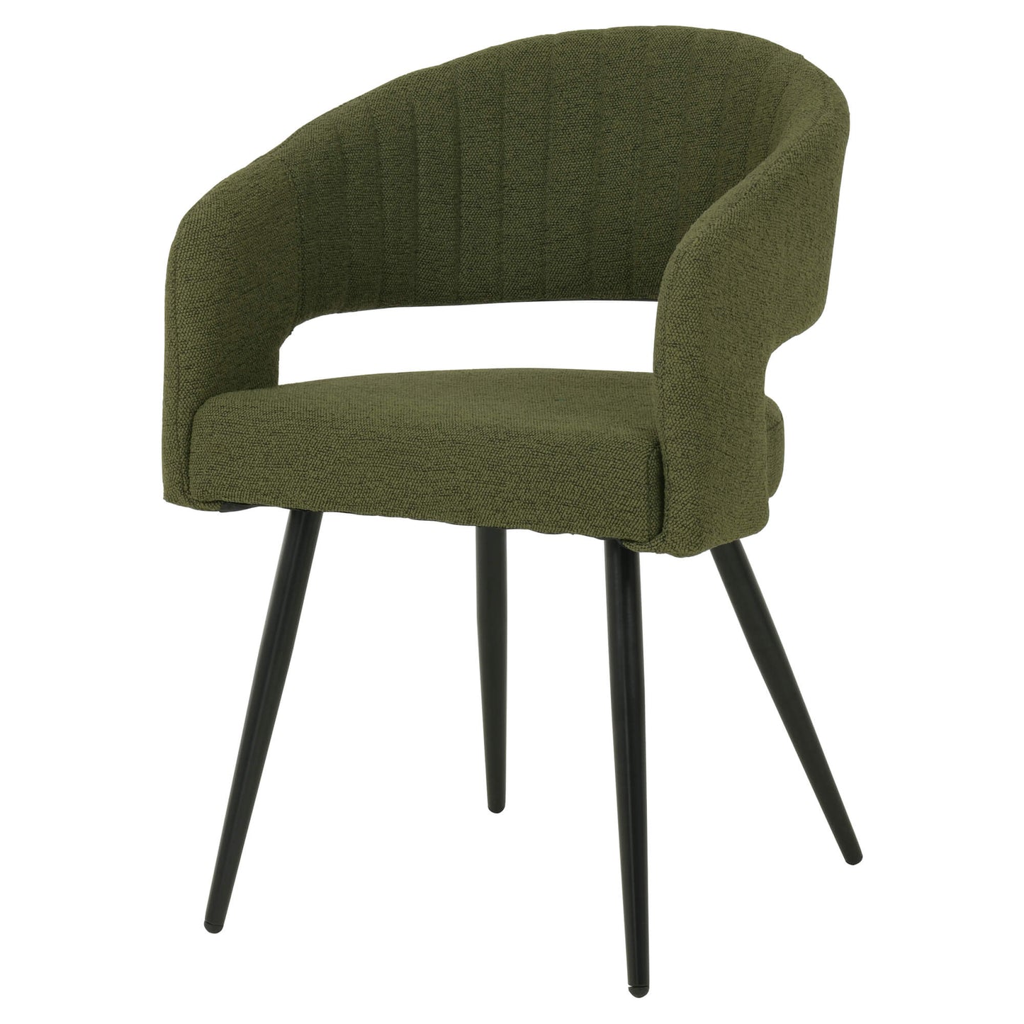 Renwick | Boucle Modern Metal Fabric Dining Chairs | Set Of 2 | Olive Green