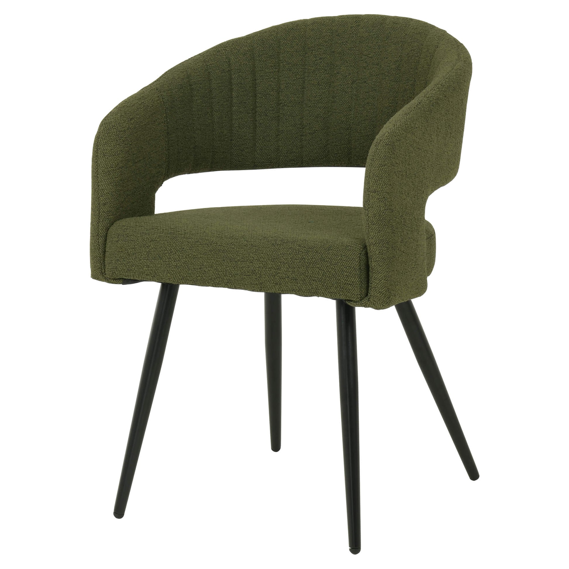 Renwick | Boucle Modern Metal Fabric Dining Chairs | Set Of 2 | Olive Green