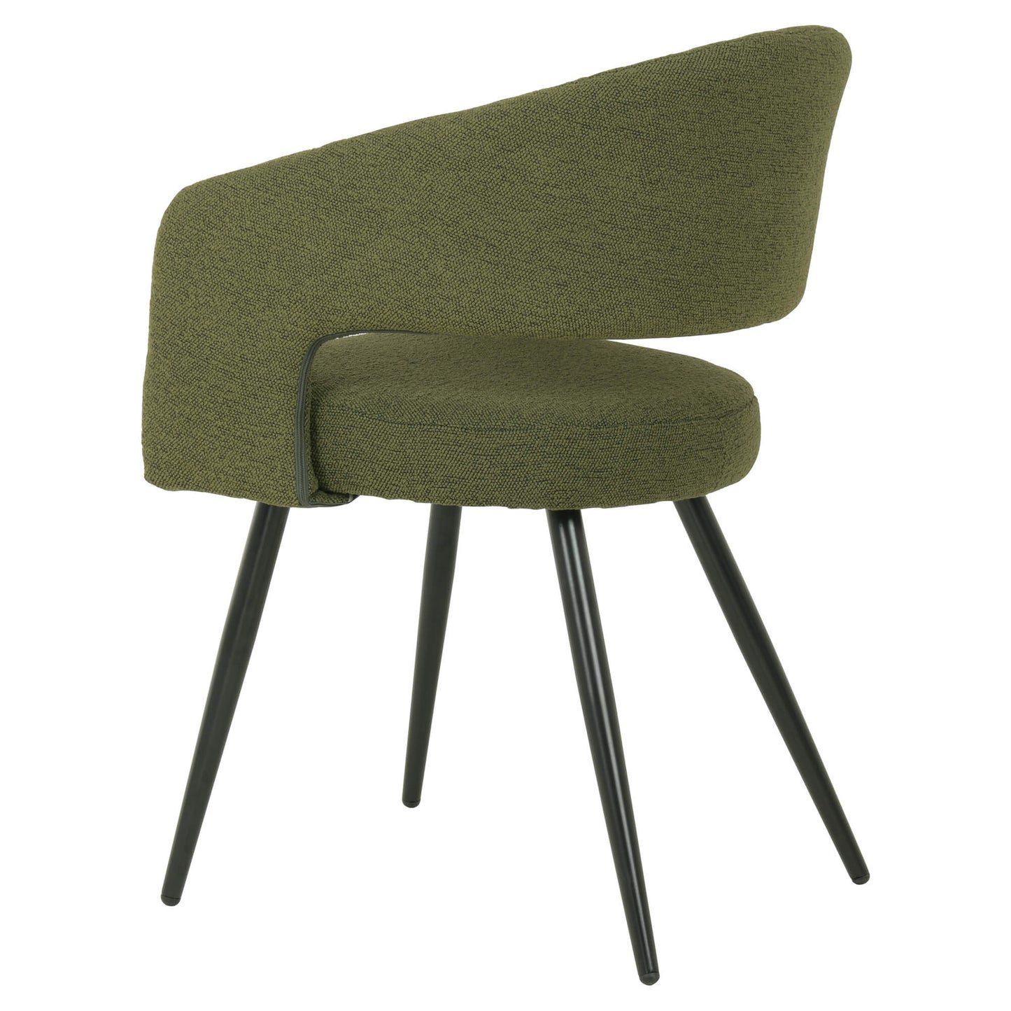 Renwick | Boucle Modern Metal Fabric Dining Chairs | Set Of 2 | Olive Green