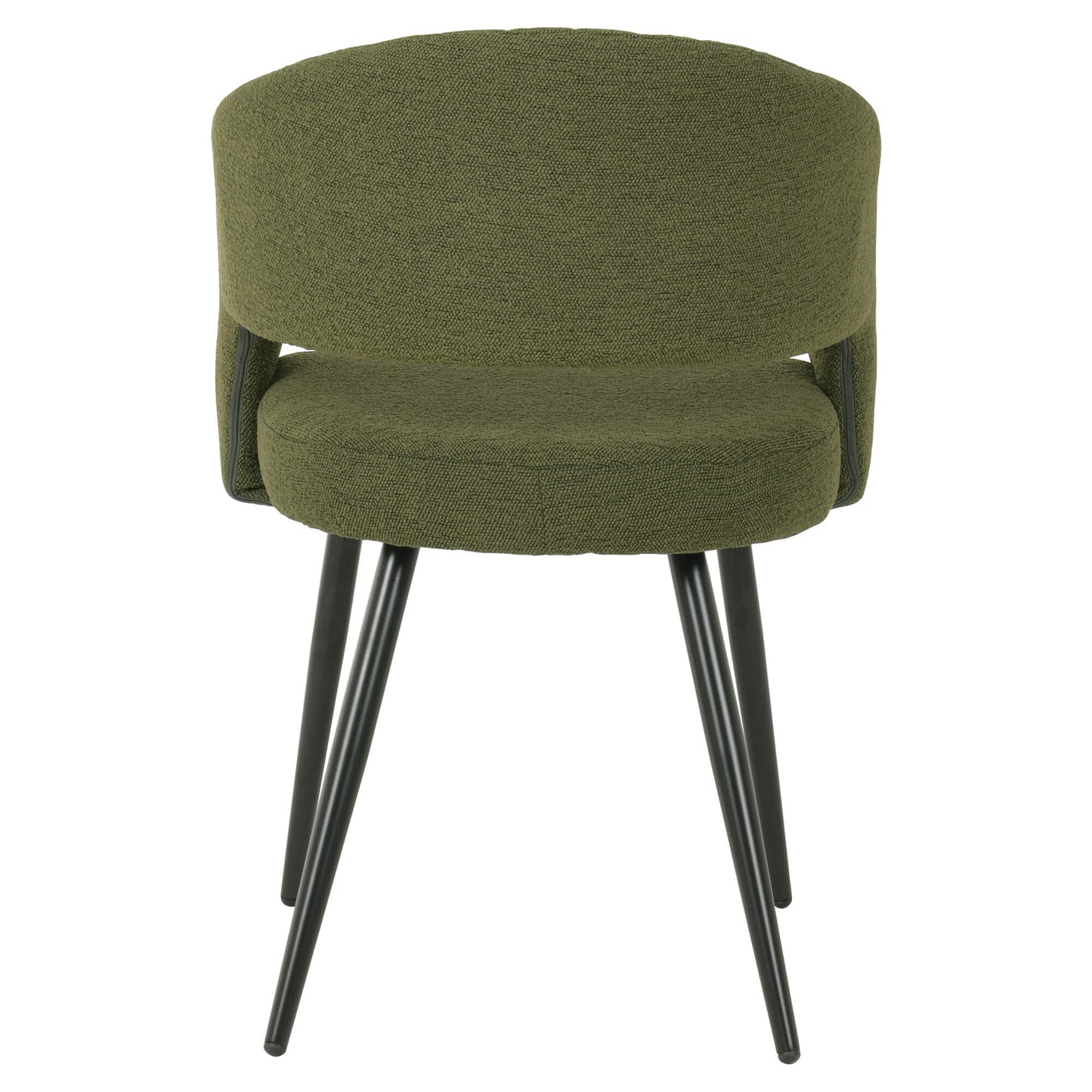 Renwick | Boucle Modern Metal Fabric Dining Chairs | Set Of 2 | Olive Green