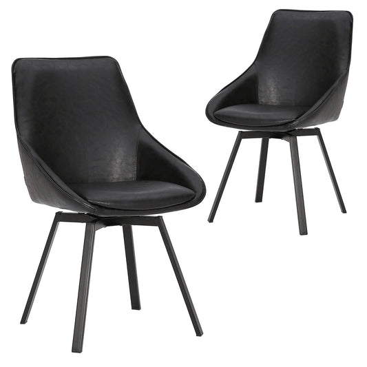 Amberley | Contemporary Commercial PU Leather Dining Chairs | Set Of 2 | Black