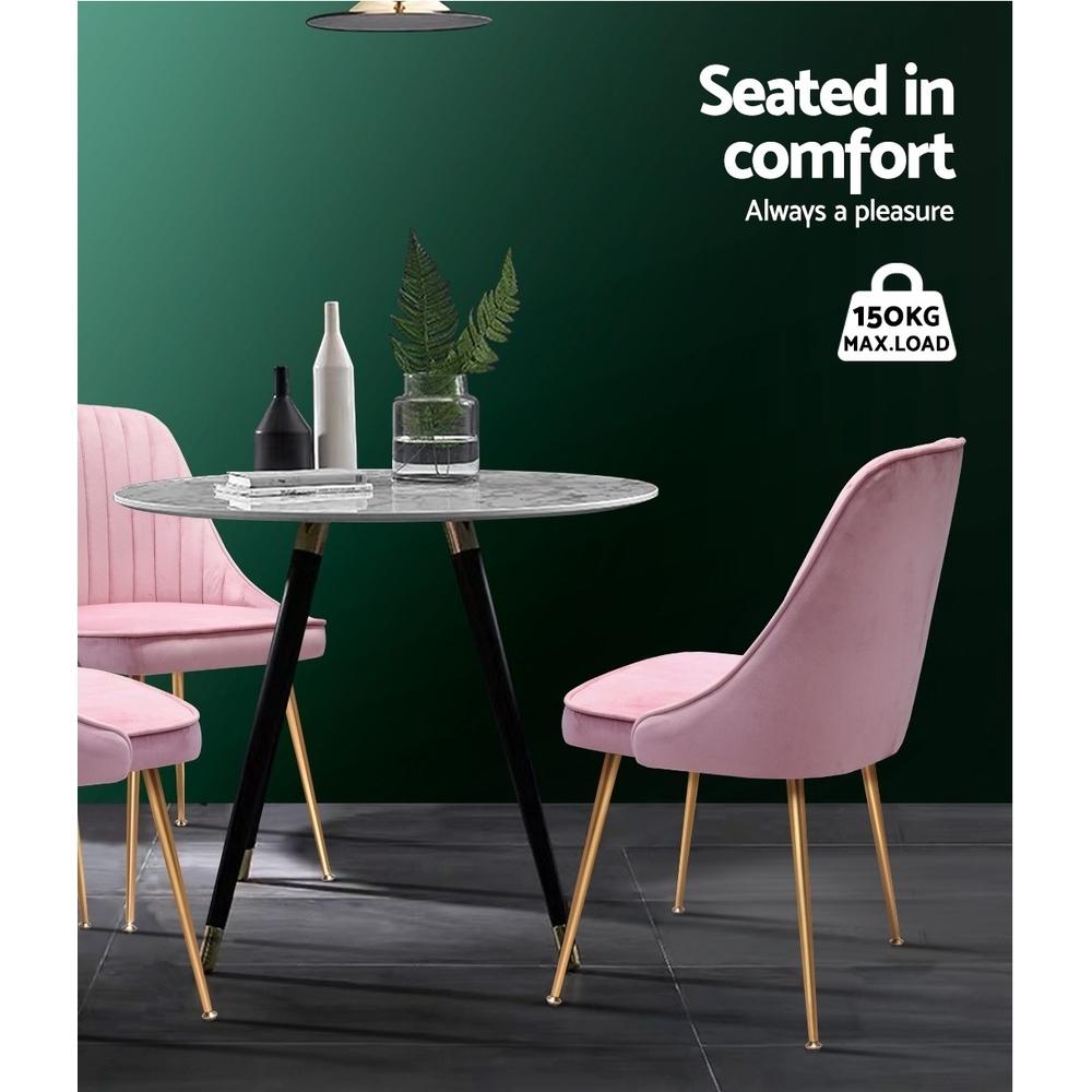 Electra | Modern Velvet Dining Chairs Australia | Set Of 2 | Pink