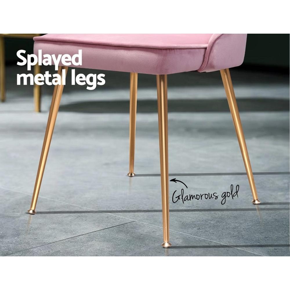Electra | Modern Velvet Dining Chairs Australia | Set Of 2 | Pink