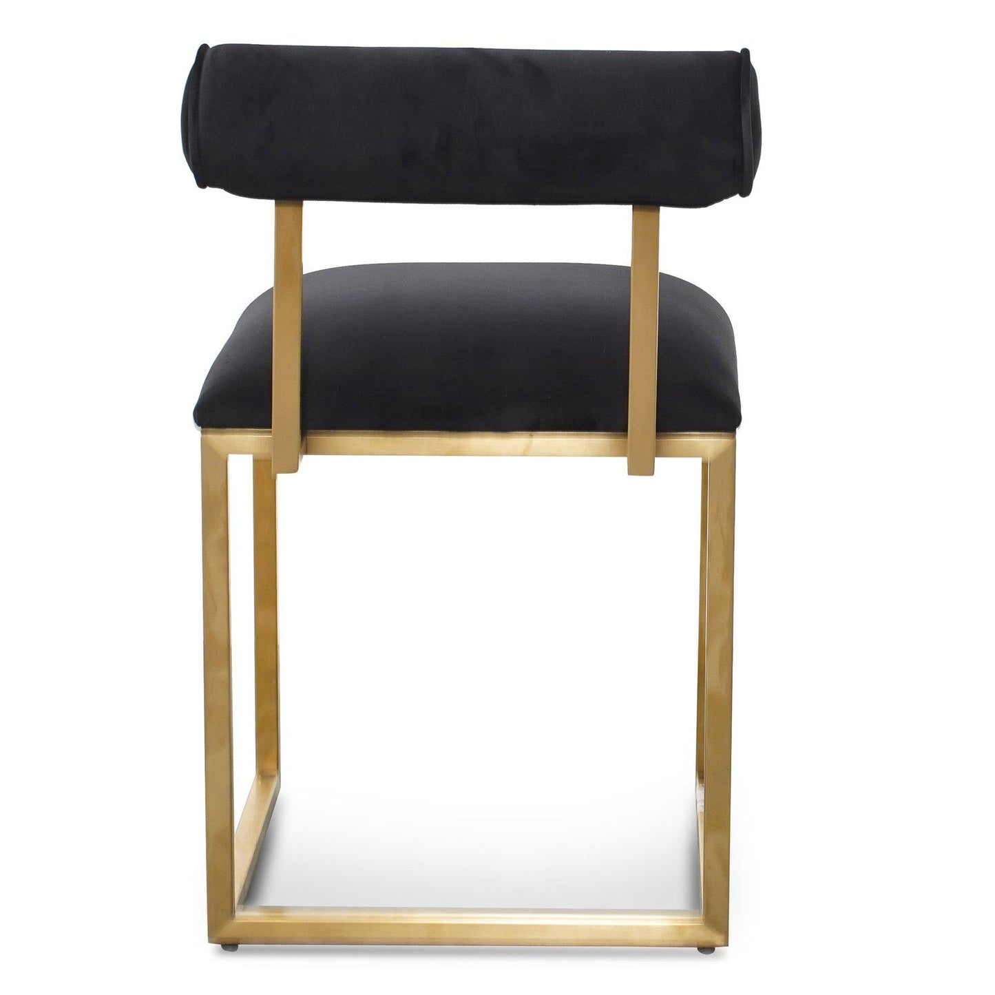 Englewood | Pink, Black, Velvet, Fabric, Upholstered, Modern, Gold, Steel, Hollywood Style Dining Chair-Only Dining Chairs | Black
