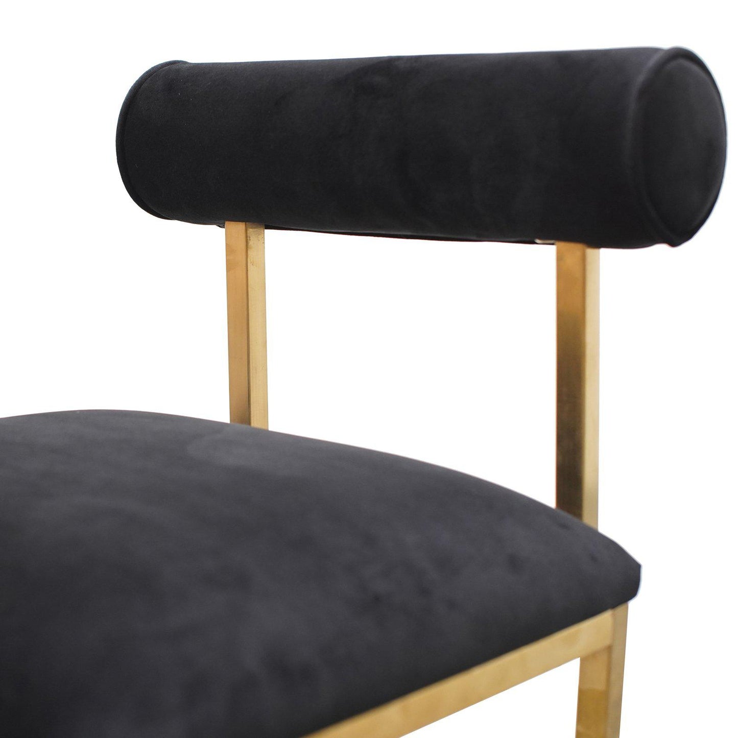 Englewood | Pink, Black, Velvet, Fabric, Upholstered, Modern, Gold, Steel, Hollywood Style Dining Chair-Only Dining Chairs | Black