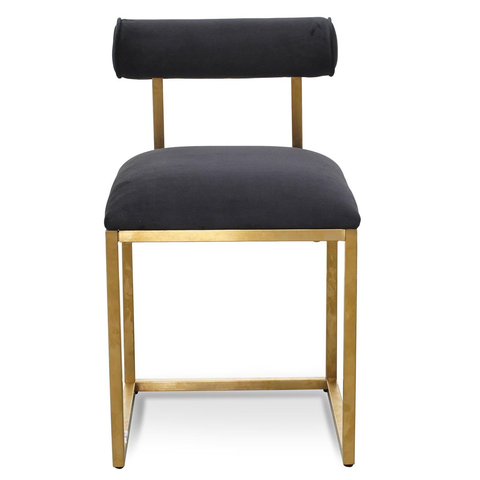 Englewood | Pink, Black, Velvet, Fabric, Upholstered, Modern, Gold, Steel, Hollywood Style Dining Chair-Only Dining Chairs