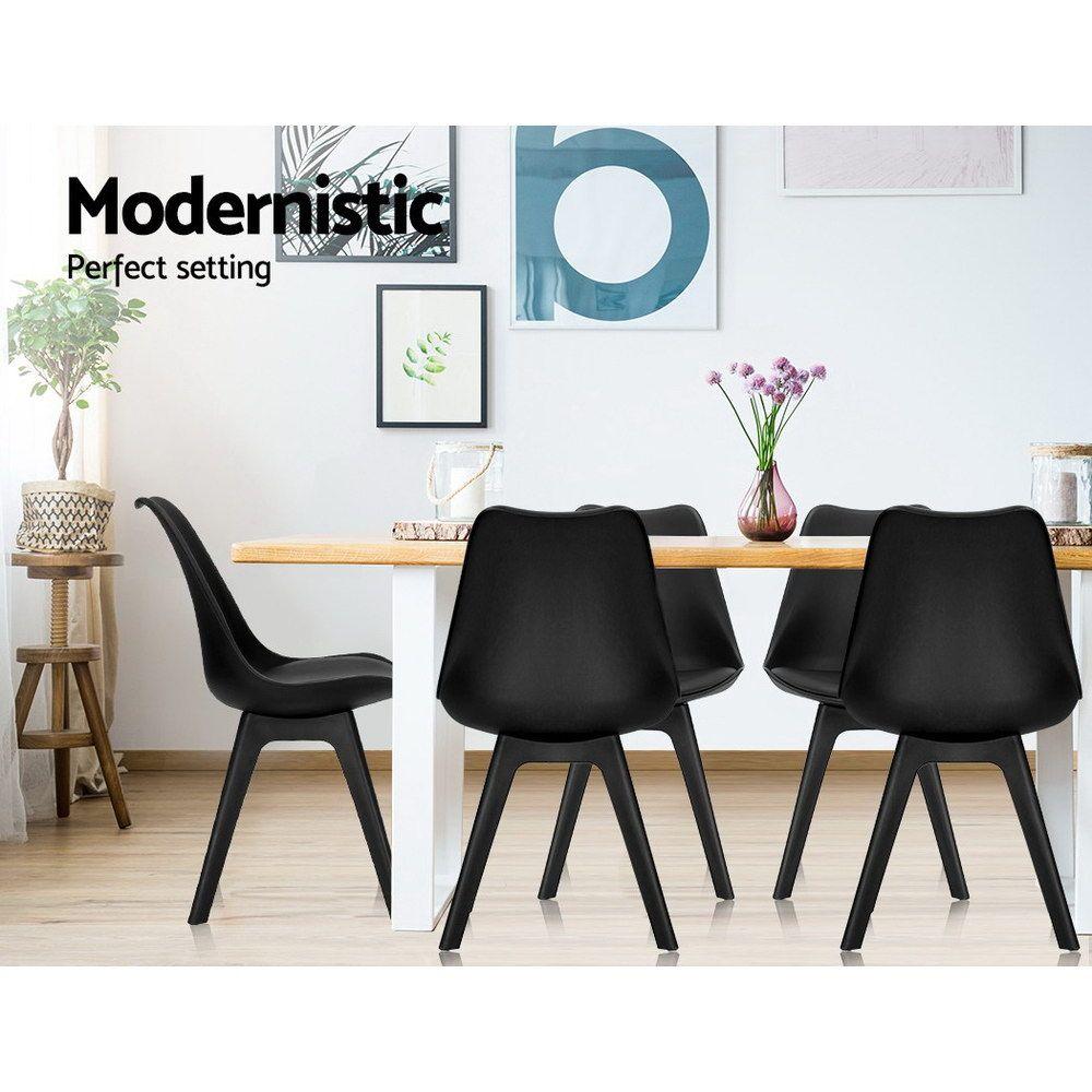 Minerva | Black Leather, Scandinavian Dining Chairs Australia | Set Of 4 | Black