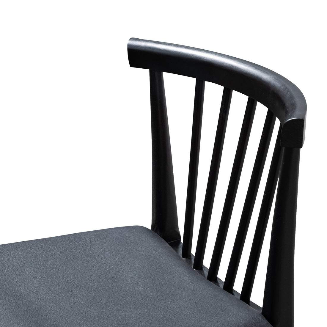 BLACK LEATHER MID – CENTURY WOODEN DINING CHAIR