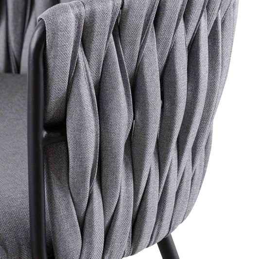 Coin Grey Fabric Metal Coastal Dining Chair