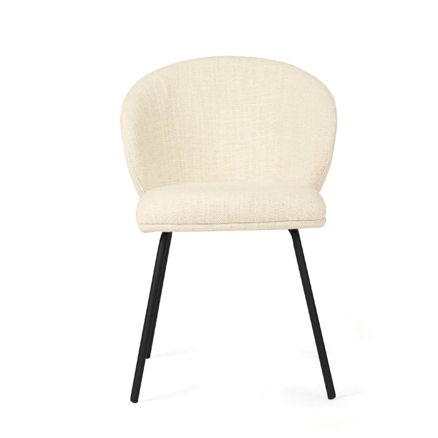 Atrium | Coastal Metal Natural Pebble Fabric Dining Chairs | Natural With Black