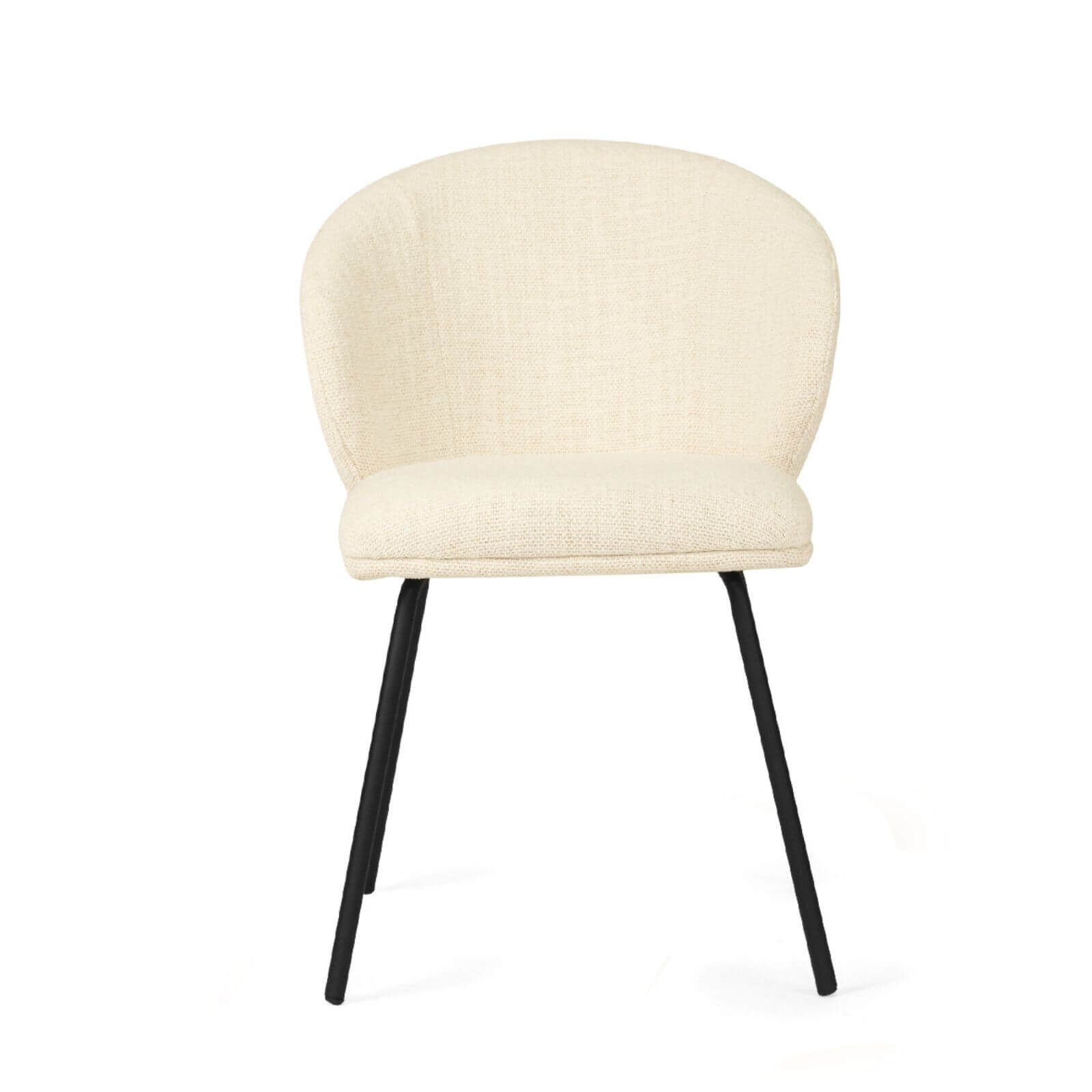 Atrium | Coastal Metal Natural Pebble Fabric Dining Chairs | Natural With Black