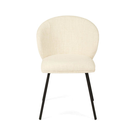Atrium | Coastal Metal Natural Pebble Fabric Dining Chairs | Natural With Black