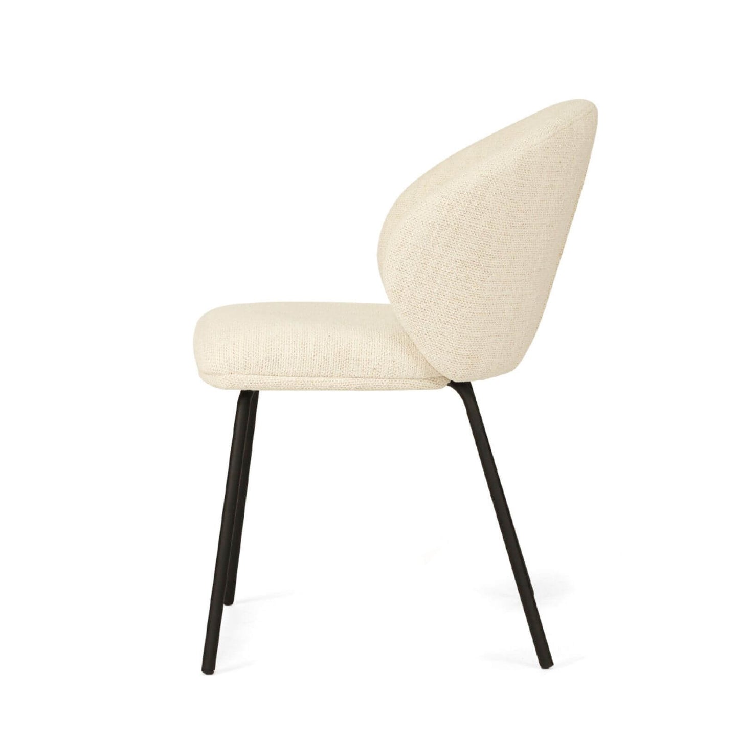 Atrium | Coastal Metal Natural Pebble Fabric Dining Chairs | Natural With Black