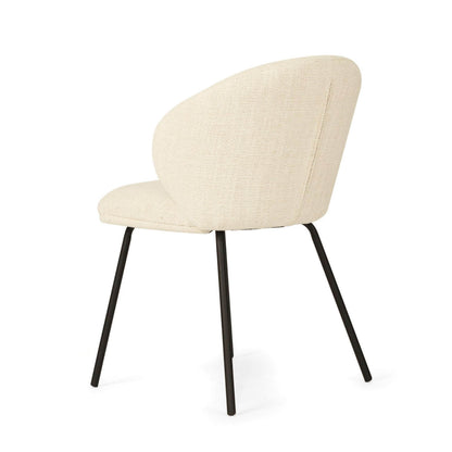 Atrium | Coastal Metal Natural Pebble Fabric Dining Chairs | Natural With Black