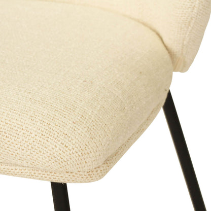 Atrium | Coastal Metal Natural Pebble Fabric Dining Chairs | Natural With Black