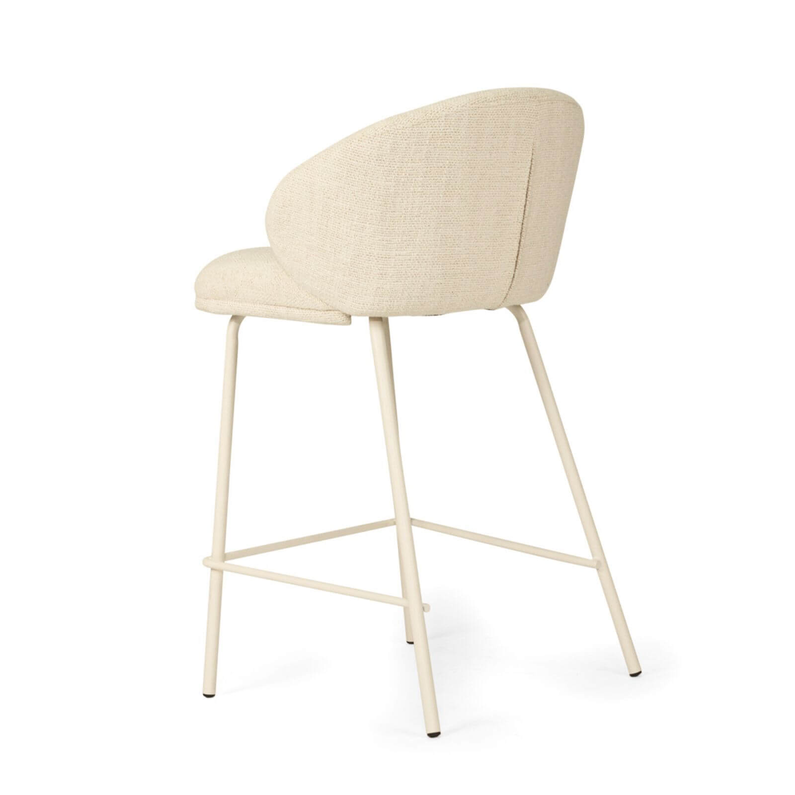 Atrium | Coastal Black Metal Natural Fabric Bar Stools | Natural With White