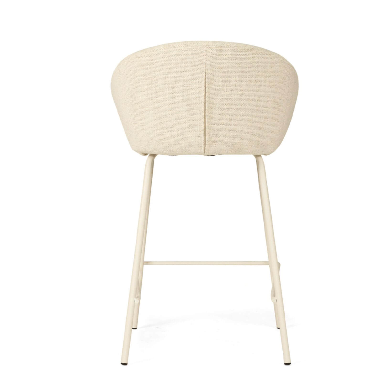 Atrium | Coastal Black Metal Natural Fabric Bar Stools | Natural With White