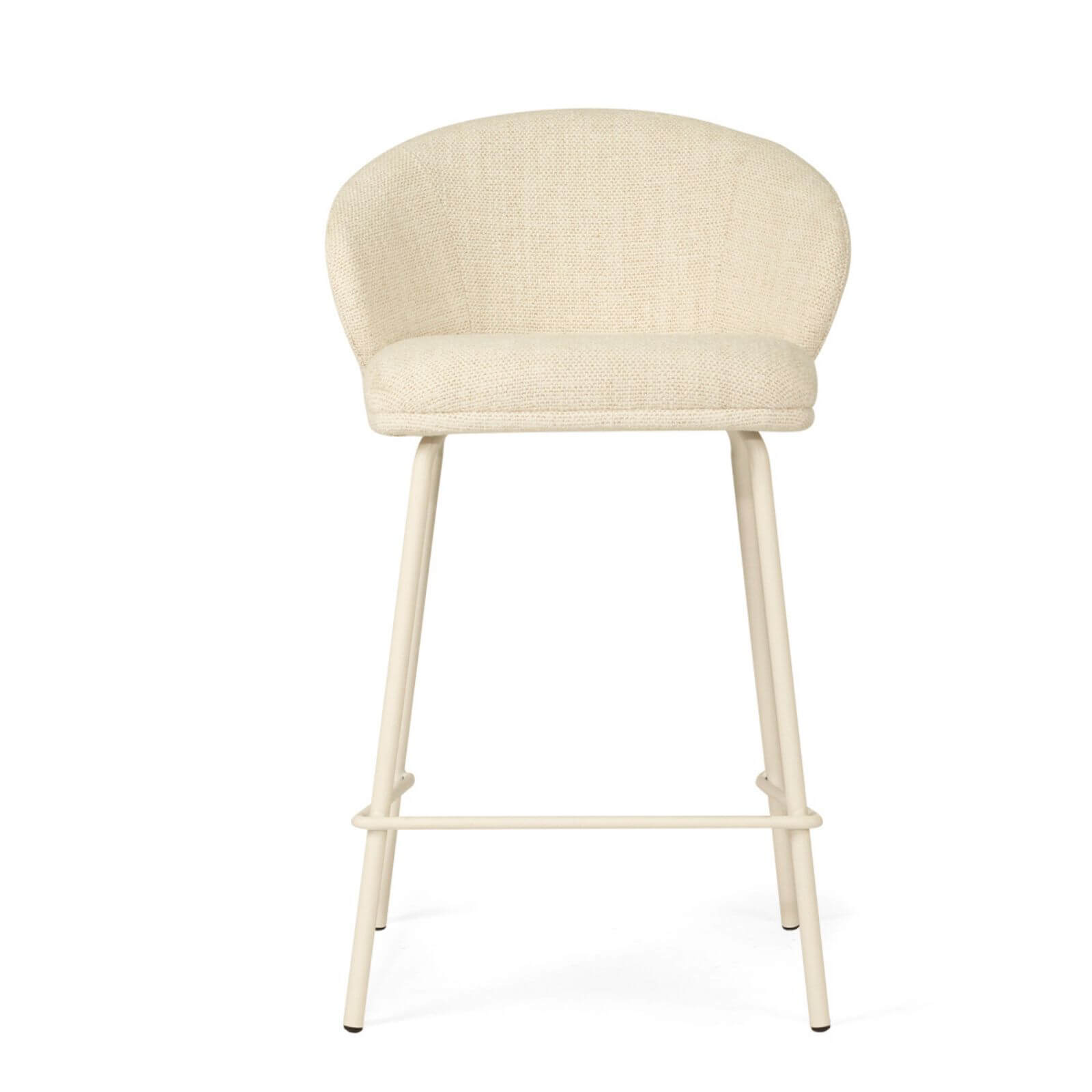 Atrium | Coastal Black Metal Natural Fabric Bar Stools | Natural With White