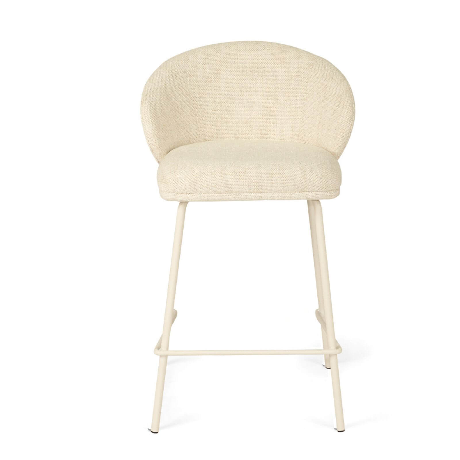Atrium | Coastal Black Metal Natural Fabric Bar Stools | Natural With White