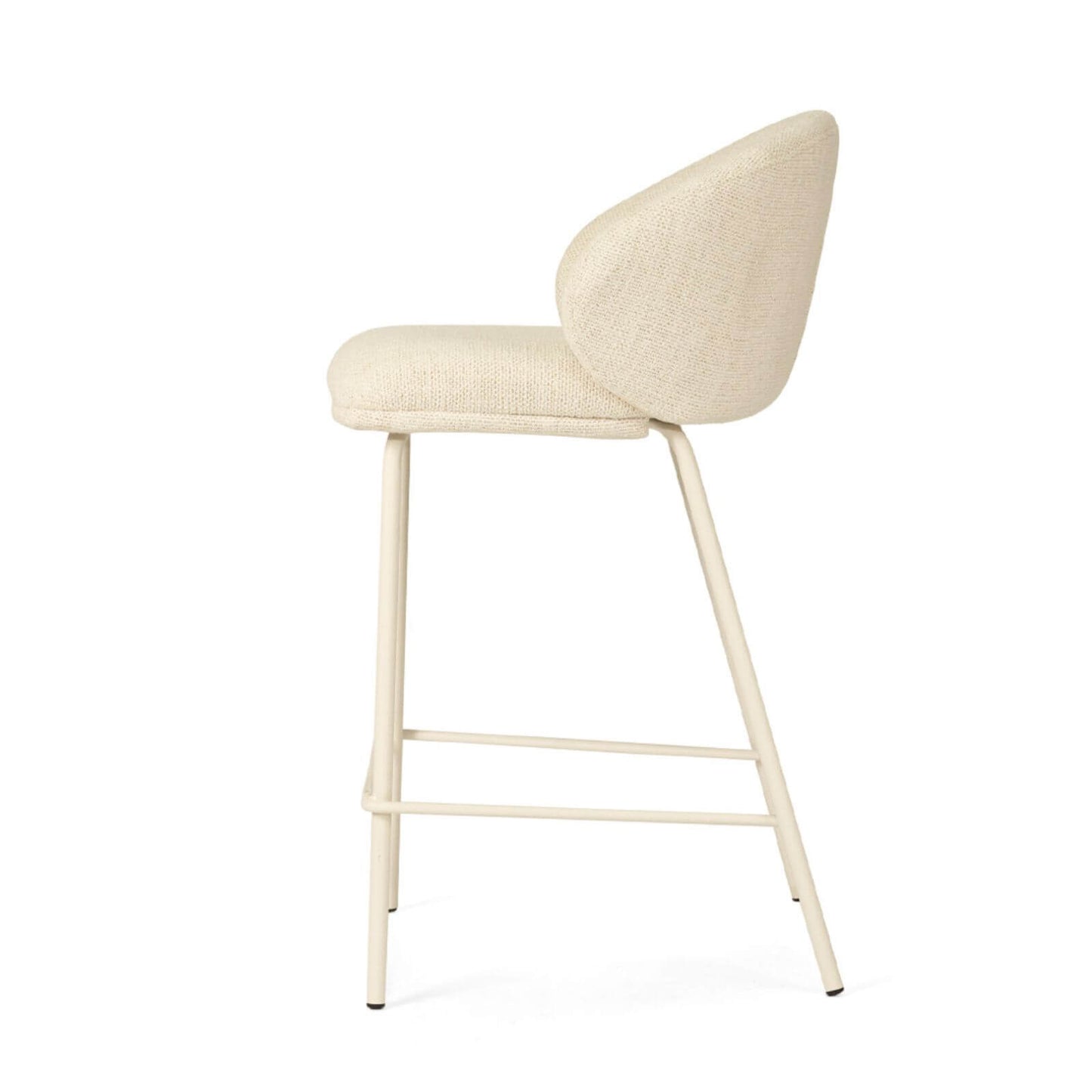 Atrium | Coastal Black Metal Natural Fabric Bar Stools | Natural With White