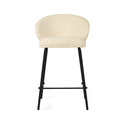 Atrium | Coastal Black Metal Natural Fabric Bar Stools | Natural With Black