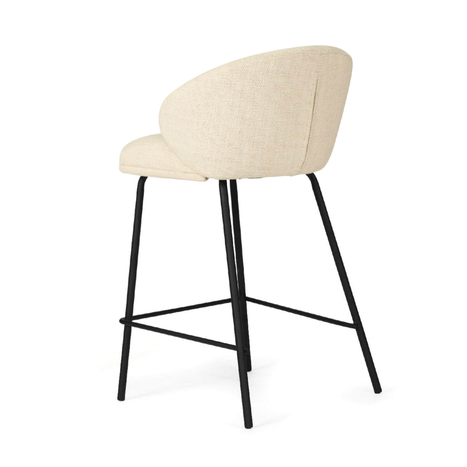Atrium | Coastal Black Metal Natural Fabric Bar Stools | Natural With Black