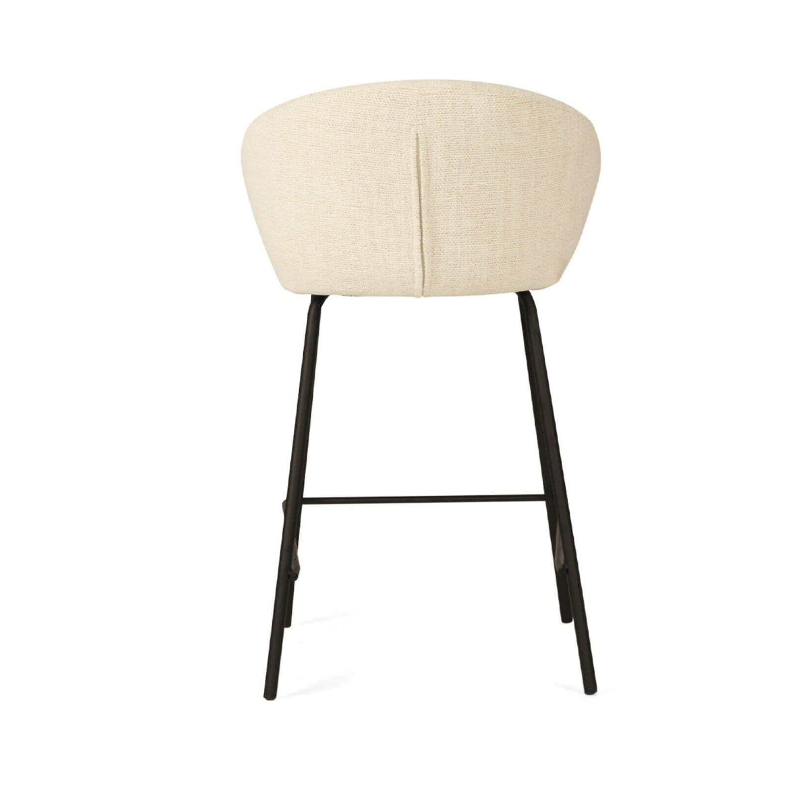 Atrium | Coastal Black Metal Natural Fabric Bar Stools | Natural With Black