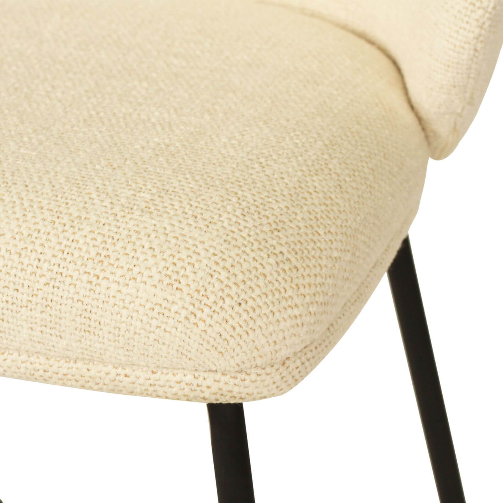 Atrium | Coastal Black Metal Natural Fabric Bar Stools | Natural With Black