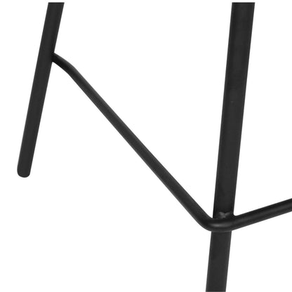 Atrium | Coastal Black Metal Natural Fabric Bar Stools | Natural With Black