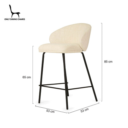 Atrium | Coastal Black Metal Natural Fabric Bar Stools | Natural With Black