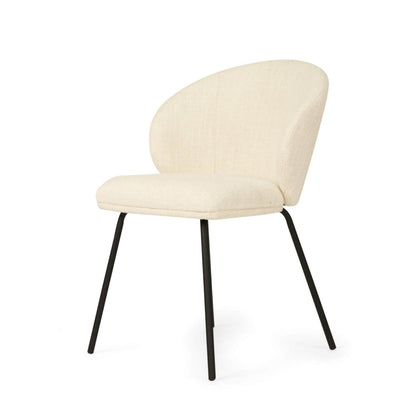 Atrium | Coastal Metal Natural Pebble Fabric Dining Chairs | Natural With Black