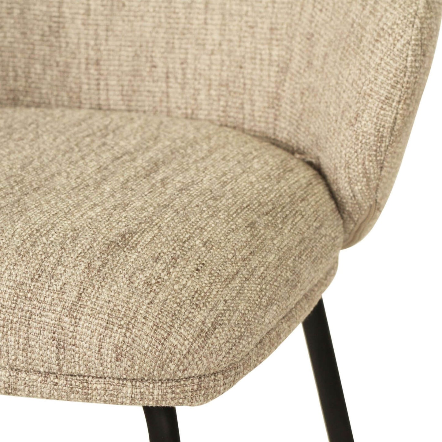 Atrium | Coastal Black Metal Natural Fabric Bar Stools | Pebble With Black