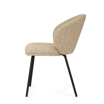 Atrium | Coastal Metal Natural Pebble Fabric Dining Chairs | Pebble With Black
