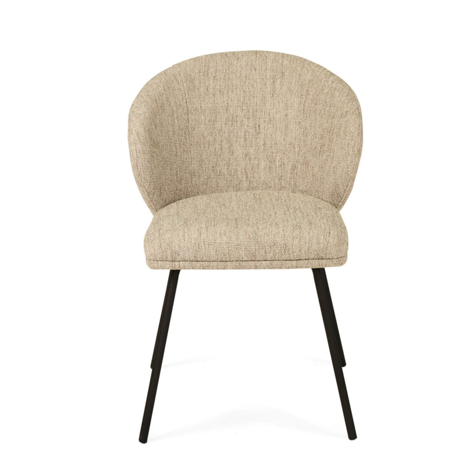 Atrium | Coastal Metal Natural Pebble Fabric Dining Chairs | Pebble With Black