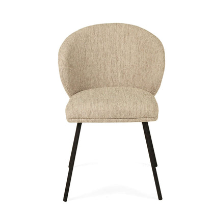 Atrium | Coastal Metal Natural Pebble Fabric Dining Chairs | Pebble With Black