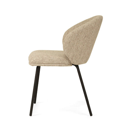 Atrium | Coastal Metal Natural Pebble Fabric Dining Chairs | Pebble With Black