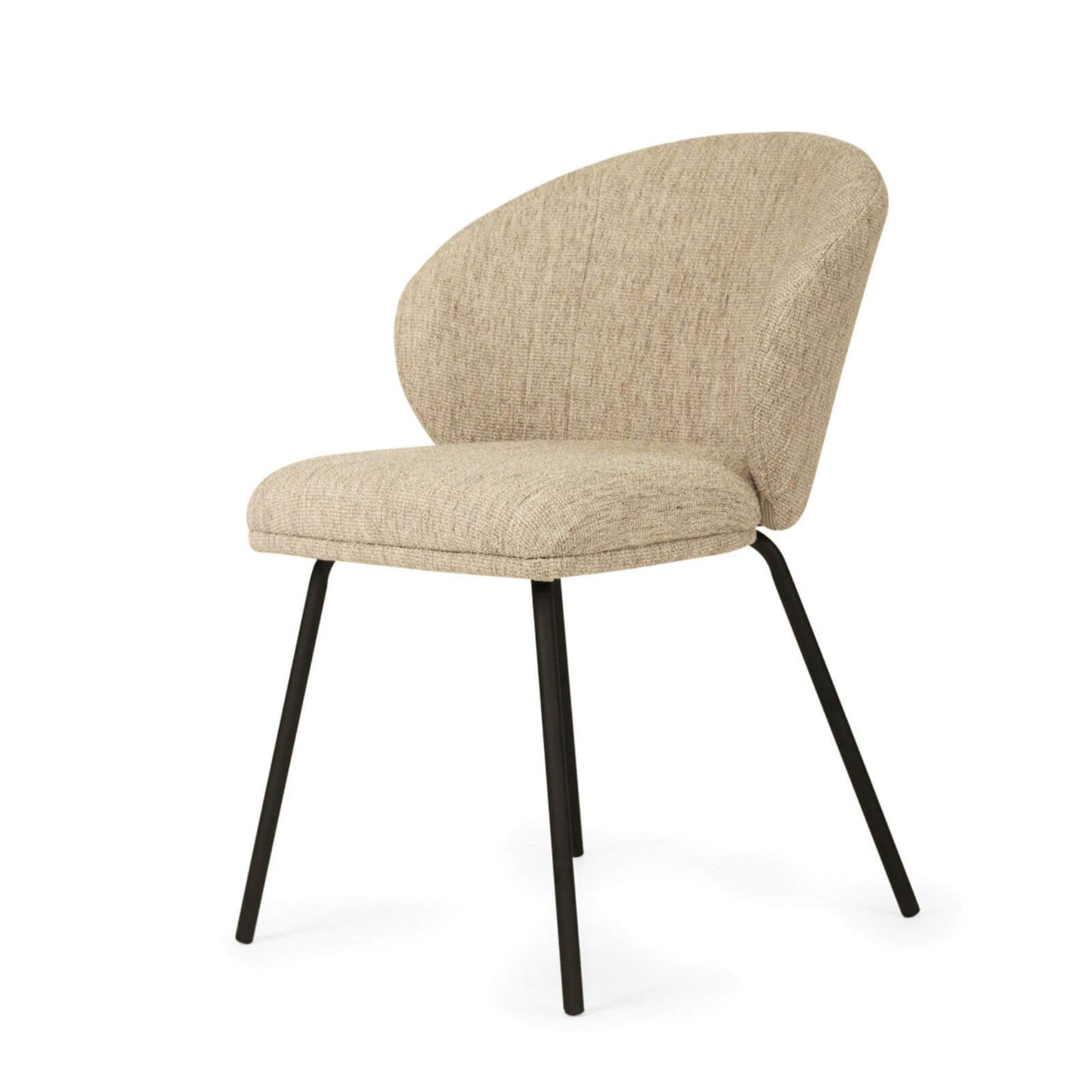 Atrium | Coastal Metal Natural Pebble Fabric Dining Chairs | Pebble With Black