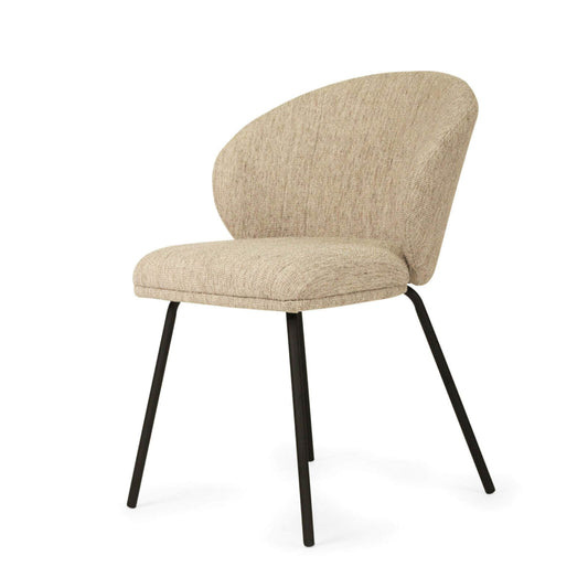Atrium | Coastal Metal Natural Pebble Fabric Dining Chairs | Pebble With Black
