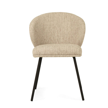 Atrium | Coastal Metal Natural Pebble Fabric Dining Chairs | Pebble With Black
