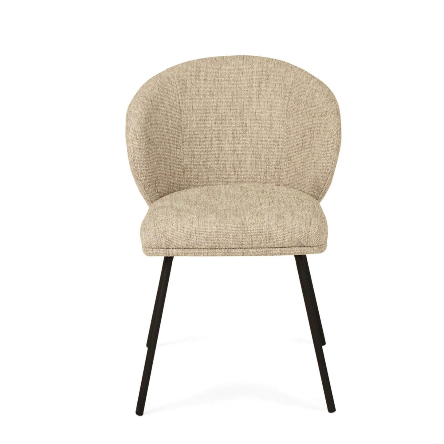 Atrium | Coastal Metal Natural Pebble Fabric Dining Chairs | Pebble With Black